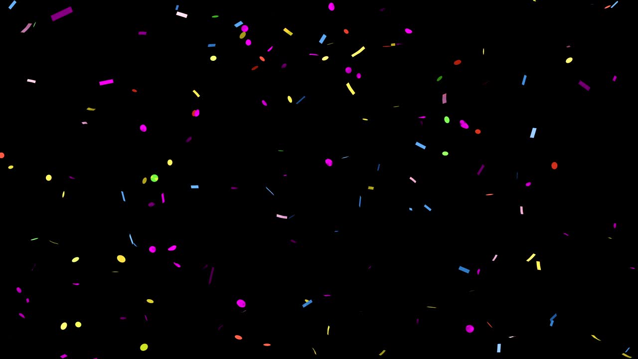 explosión de confeti colorido sobre un fondo negro. luma mate incluido.