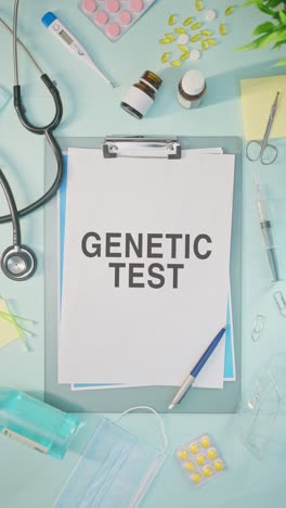 vertical video of genetic test written on medical paper