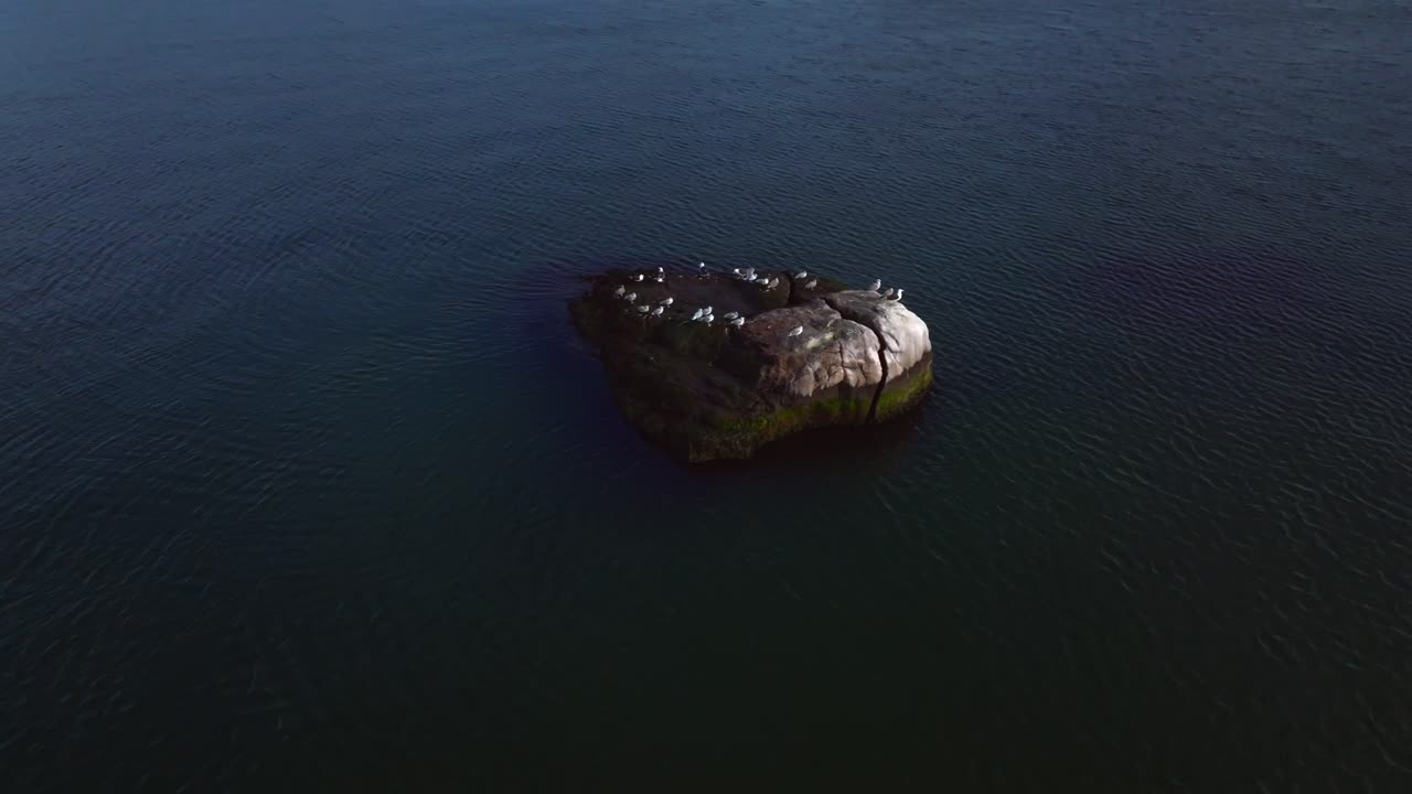 una vista aérea sobre las aguas tranquilas del estrecho de long island, nueva york.