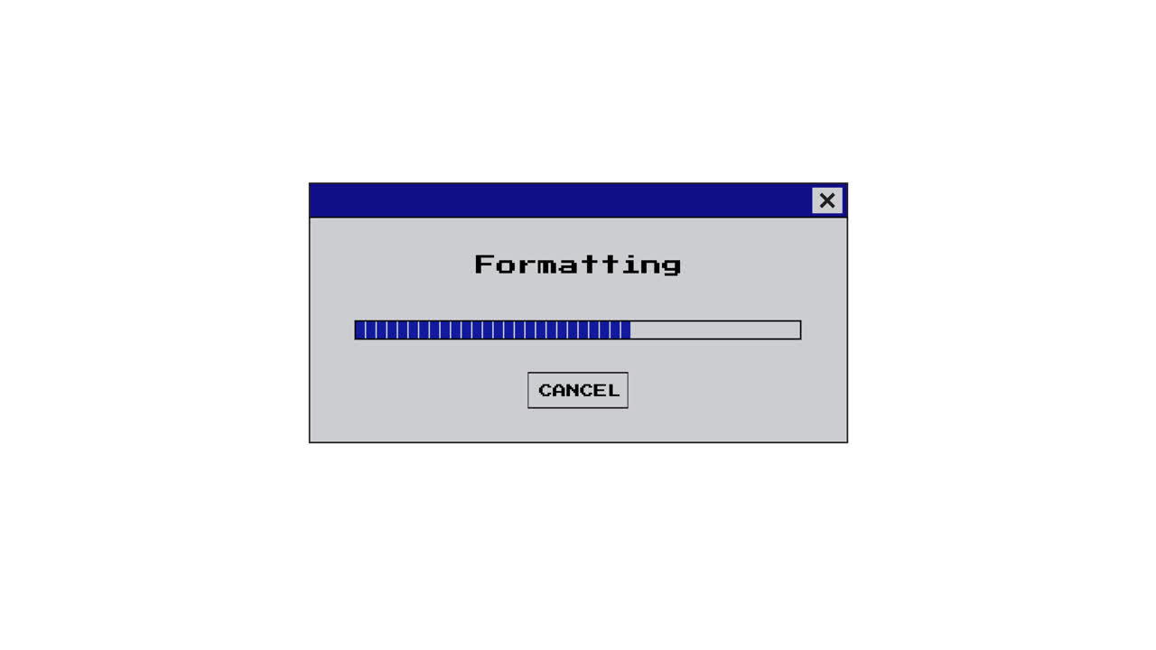 Retro Computer Formatting Progress Bar Animation