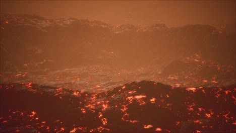 lava fields and hills at active volcano