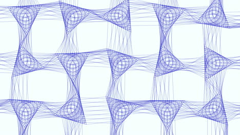 las líneas onduladas y los triángulos direccionales crean un fascinante patrón azul y blanco