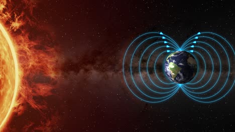 visualization of earth's magnetic field and solar wind