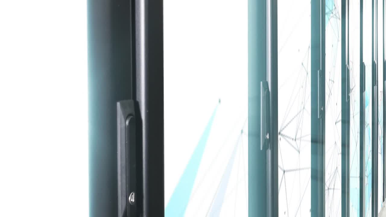 Animation of moving shapes over server room