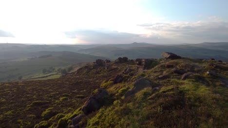 cinematic 4k drone footage. rural landscape at the roaches, staffordshire.