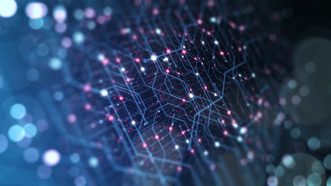 Motherboard Circuit Background. Virus detected over circuit board. Worm, cyber attack, antivirus, firewall alert and danger warning concept. Futuristic PCB. 3D render, 4K Seamless Loop.