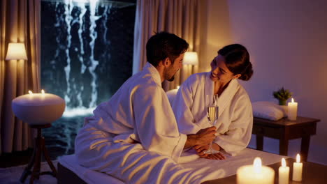 couple enjoying a romantic spa day