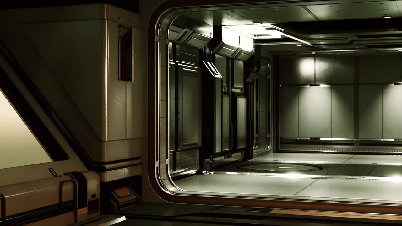 우주선에 있는 공상과학 금속 채널