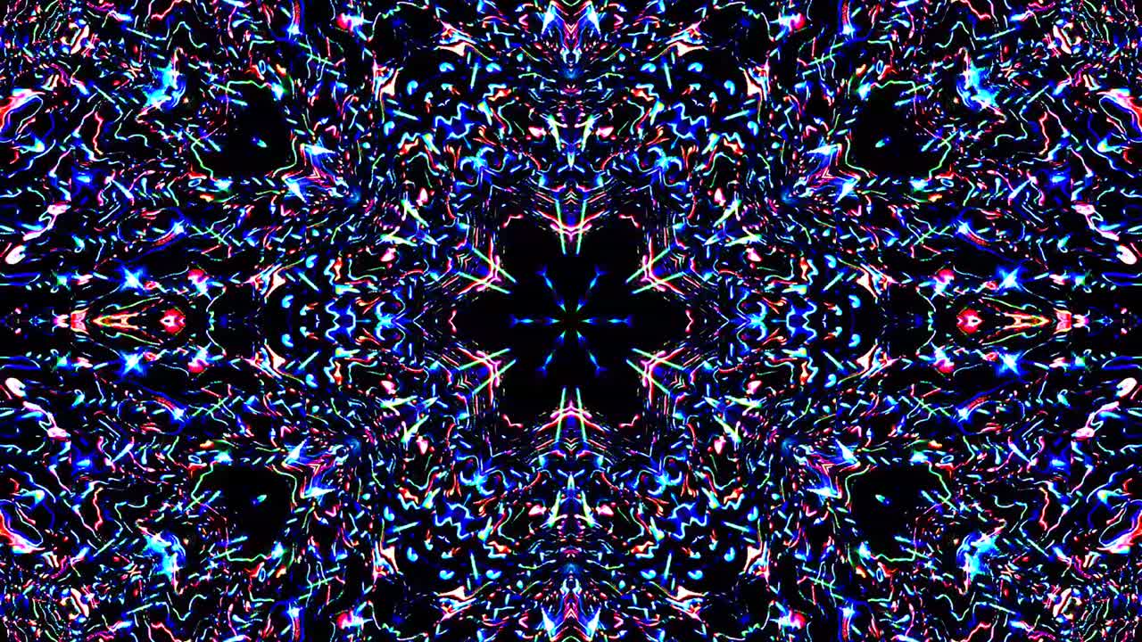 아름답고 추상적인 칼레도스코프, 빛나는 빛, 미묘한 움직임을 조절하는 빛.