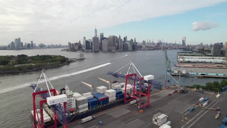 intermodal containers being loaded at port