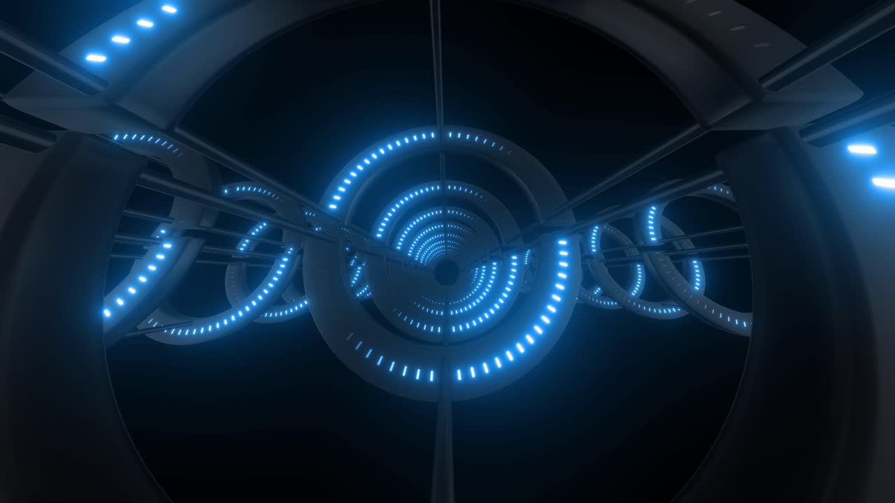 Abstract Futuristic Tunnel with Glowing Circles