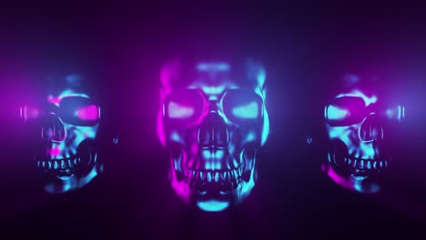 halloween skulls dancing in synth wave colors vj loop style video background