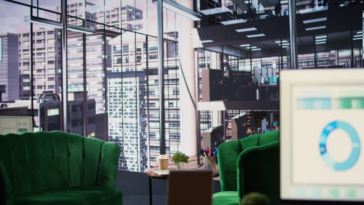 도시 전망 을 가진 현대적 인 사무실
