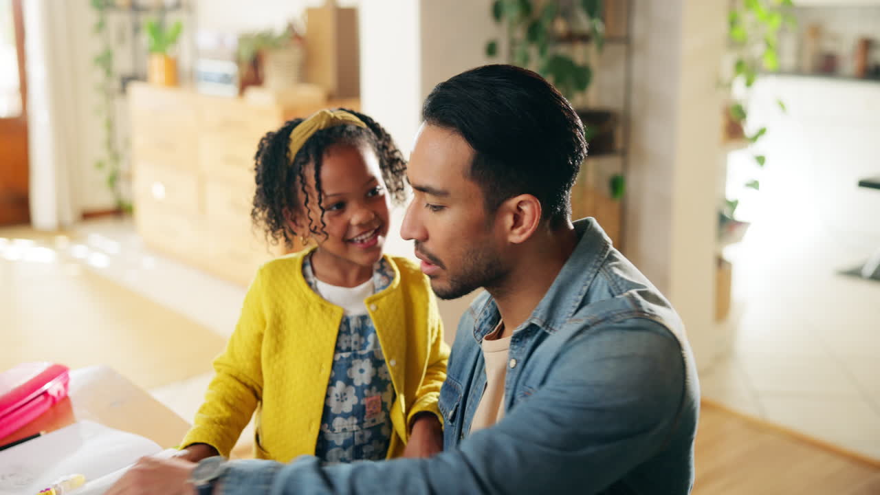 Father and Daughter Doing Homework Together