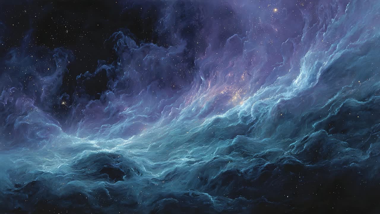 A mesmerizing cosmic scene unfolds in the vast expanse of the universe, showcasing vibrant gases and stellar formations illuminated by distant stars, evoking wonder and curiosity