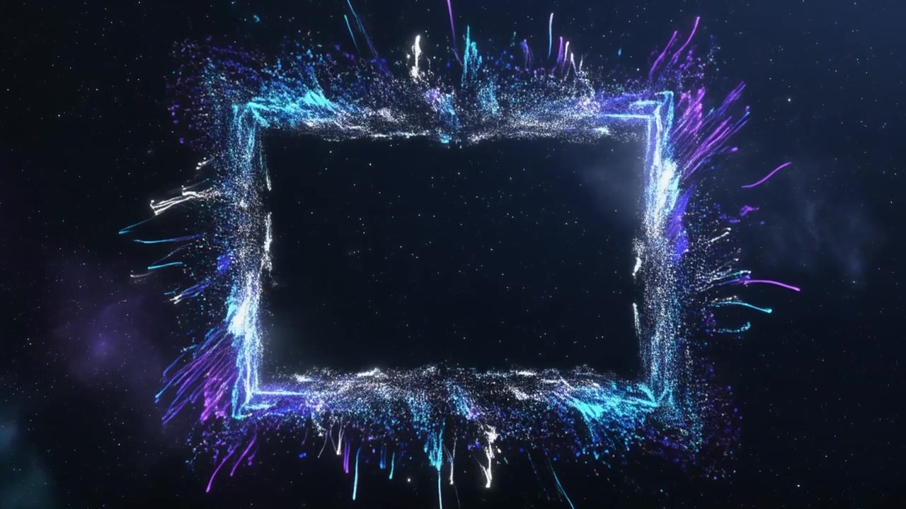 Glowing Particle Frame Animation Against Deep Space Background