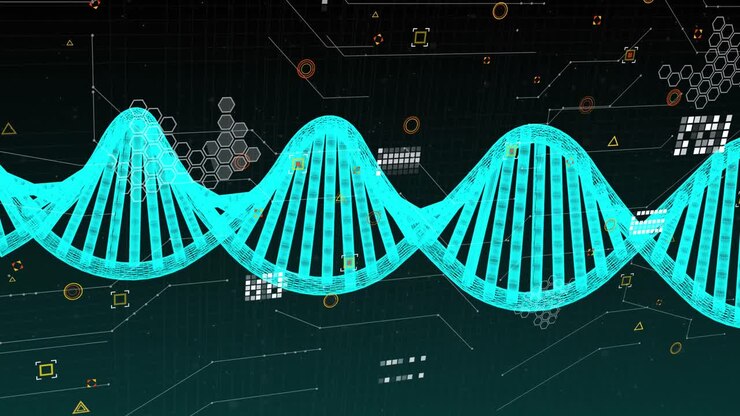 Animation of dna strand, markers and data processing