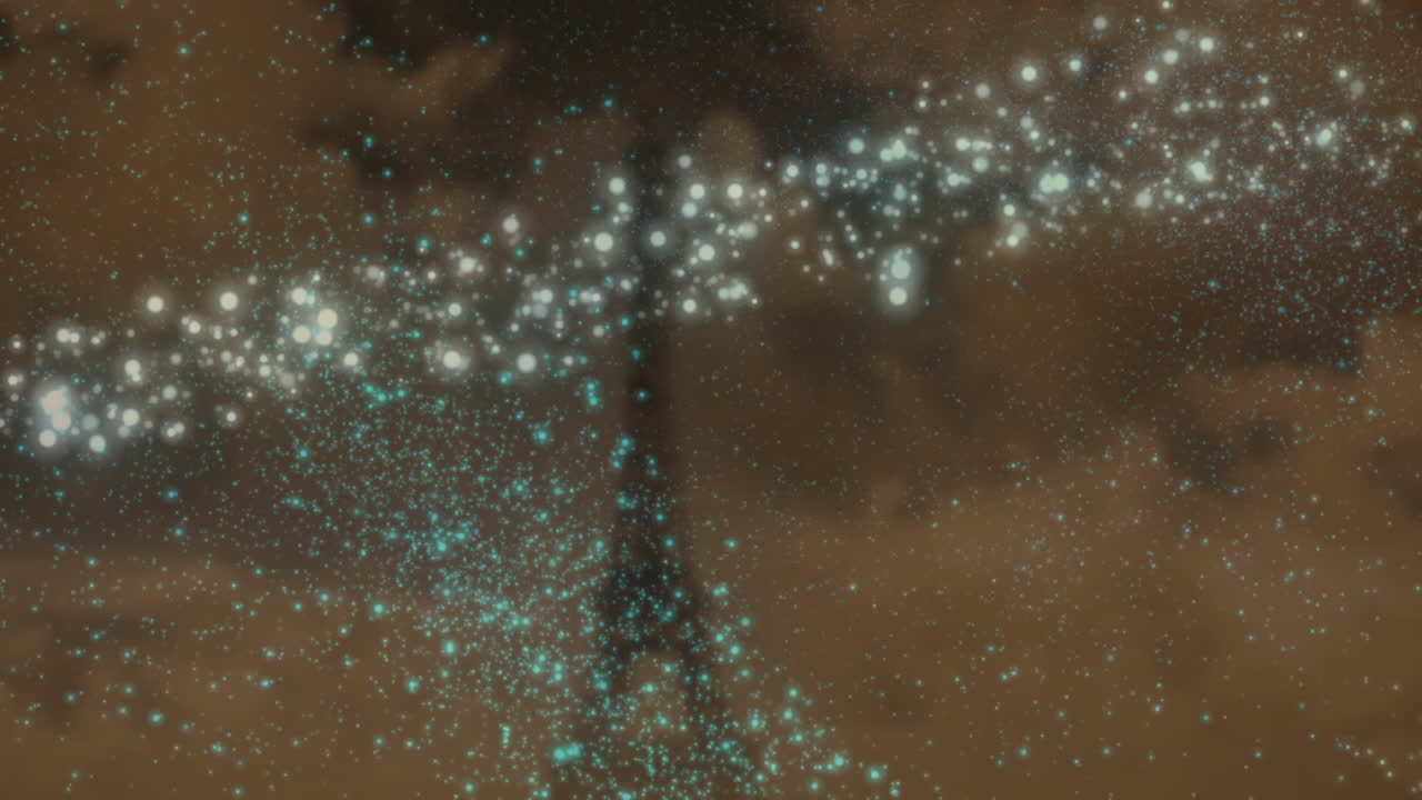 갈색 바탕에 에펠탑 위에 떨어지는 성과 눈의 애니메이션