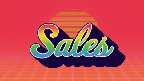 animation of sales rainbow text on seamless loop metaverse