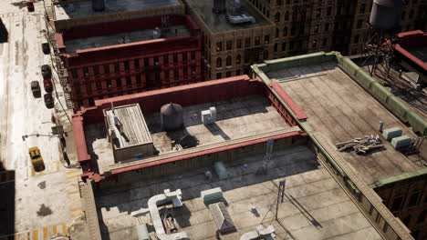 Aerial-view-of-New-York-downtown-building-roofs