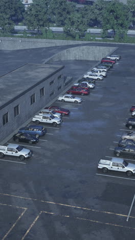 vista aérea de un estacionamiento completo