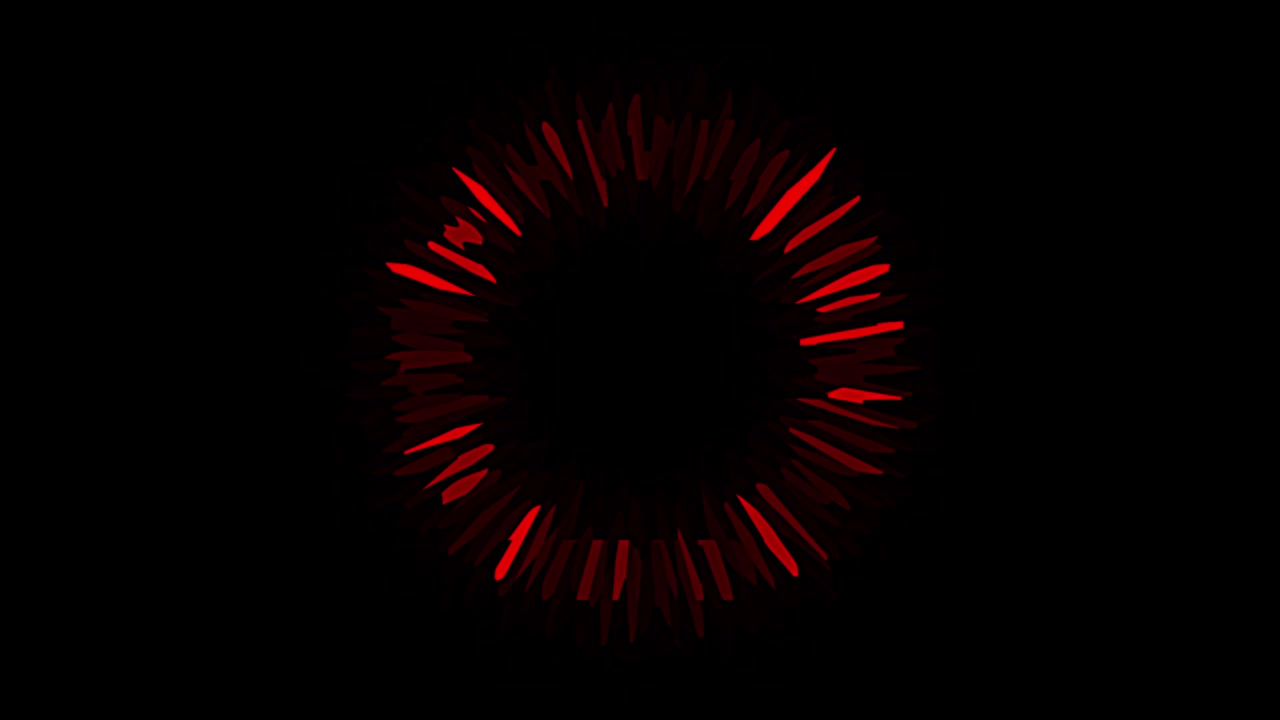 Painted animation of crimson red circle on black background