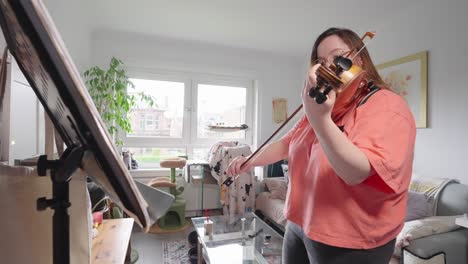 violist optreden, huis appartement, snaarinstrument, slow motion