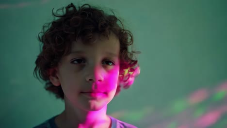 child portrait with colorful light