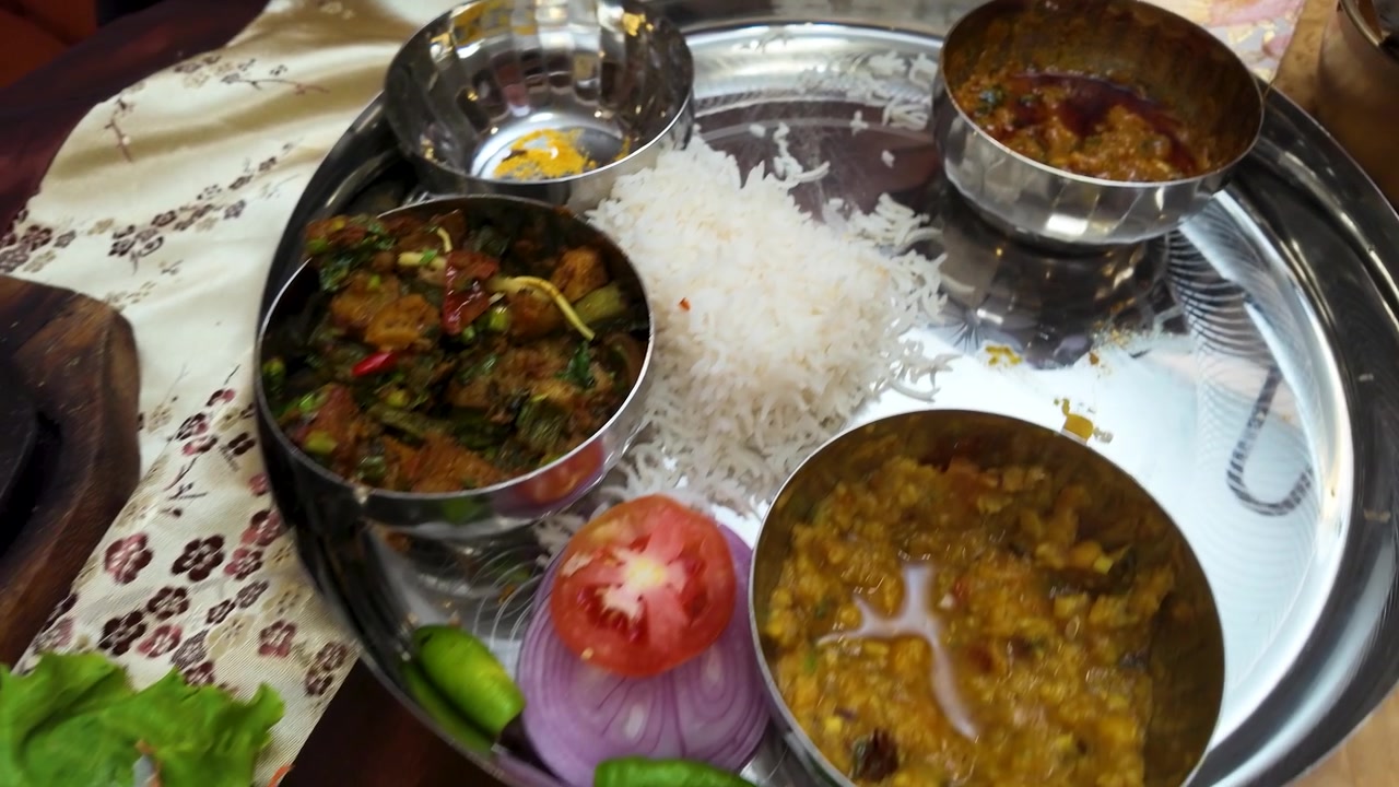 Traditional Indian Thali Meal Served on a Table