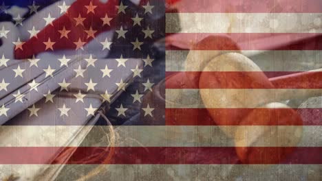 flag of the united states and judge gavel
