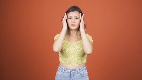 young woman with migraine is experiencing pain.