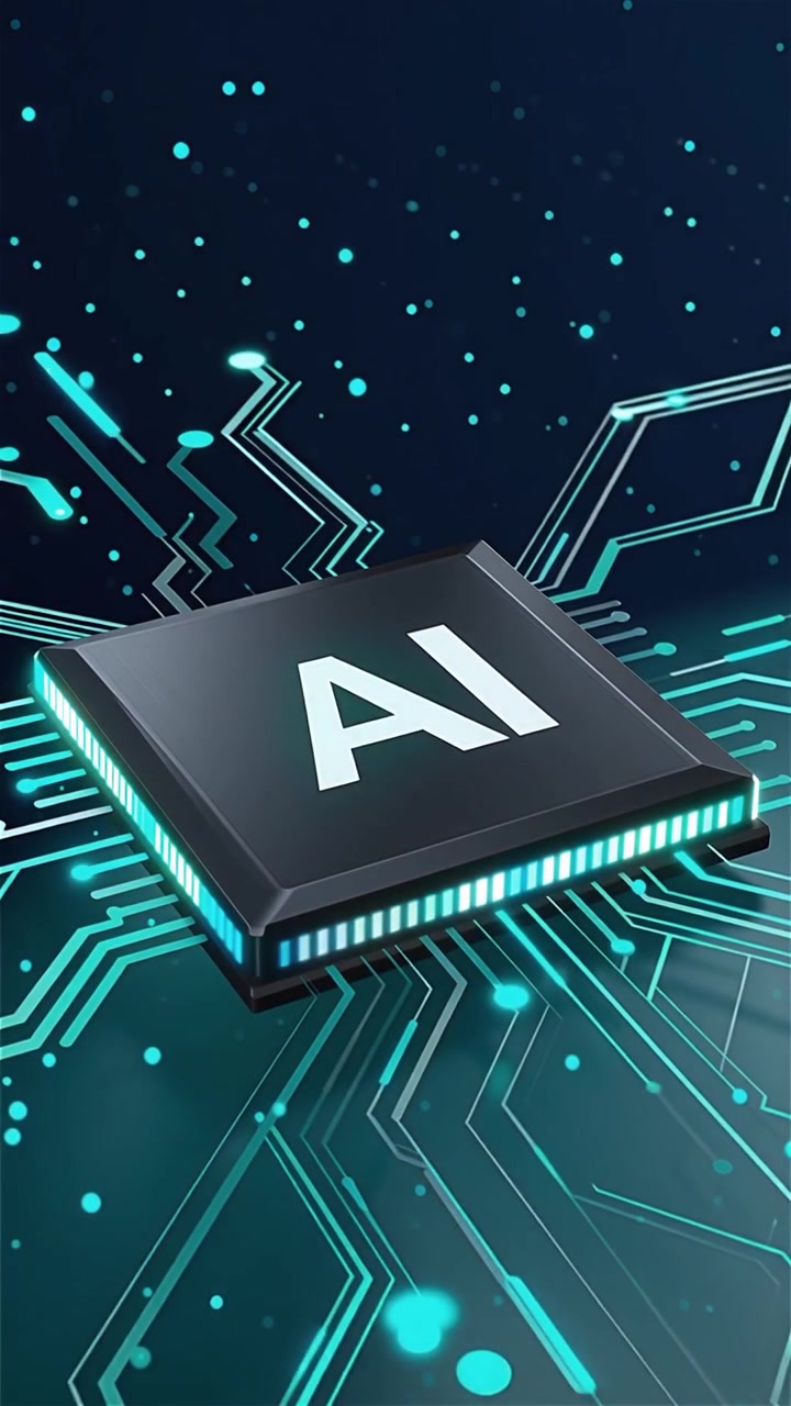 Futuristic AI Chip Motherboard Technology Background