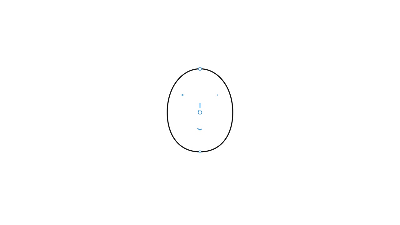 Animazione minimalista di una forma ovale che si forma e pulsa