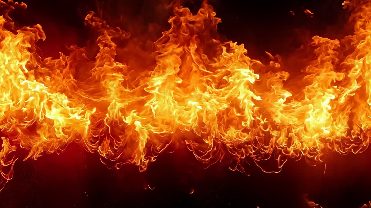 una llama de fuego en un fondo negro