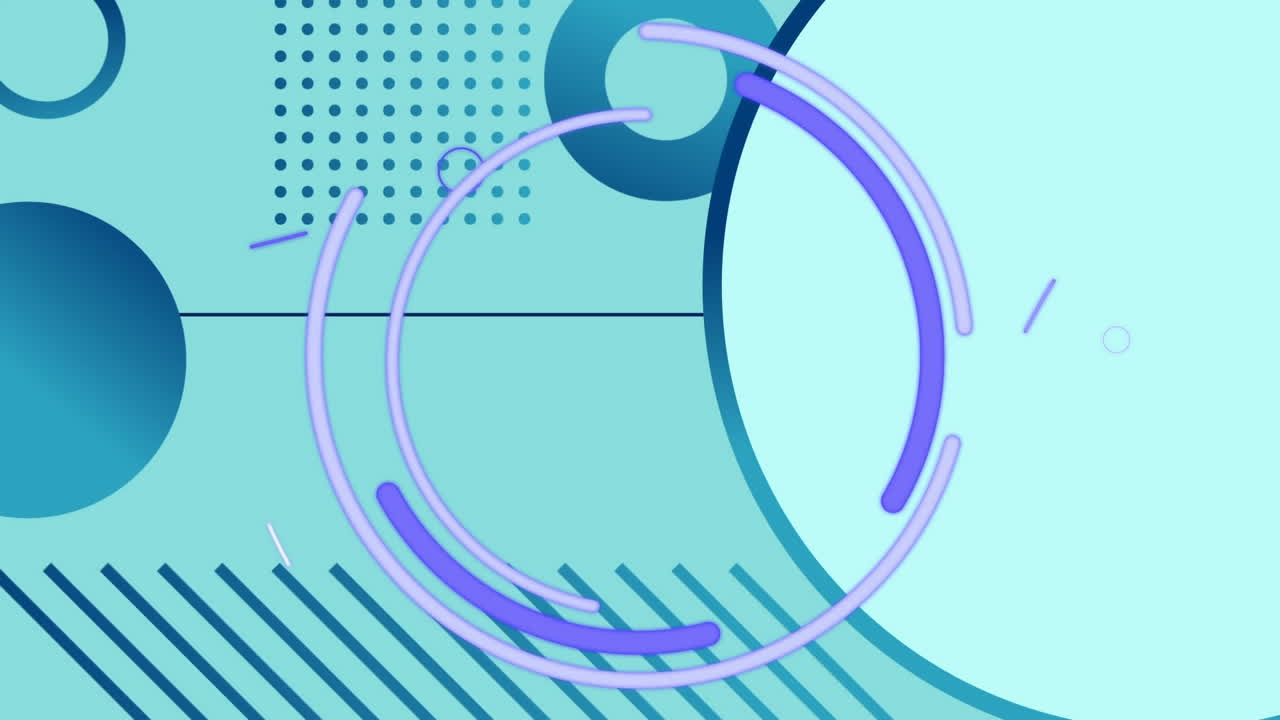 animación de ámbito circular púrpura con elementos gráficos azules y forma de ojo parpadeante, en azul pálido