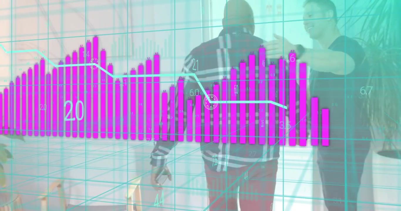 Uomo maturo che tocca il telefono facendo aggiornare i grafici finanziari, poi cammina stringendo la mano a un collega.