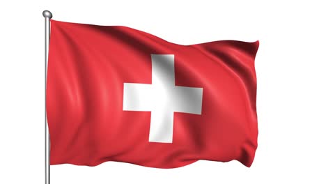 flag of switzerland with fabric structure in the wind (alpha channel, loopable)