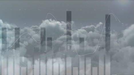 Animation-Der-Statistikverarbeitung-über-Einem-Himmel-Mit-Wolken