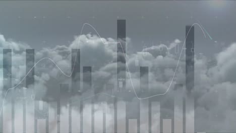 animation of statistics processing over sky with clouds