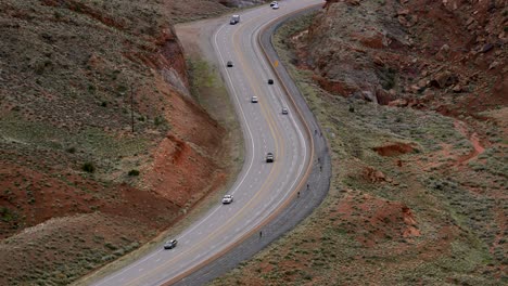 aerial view of highway in moab, utah