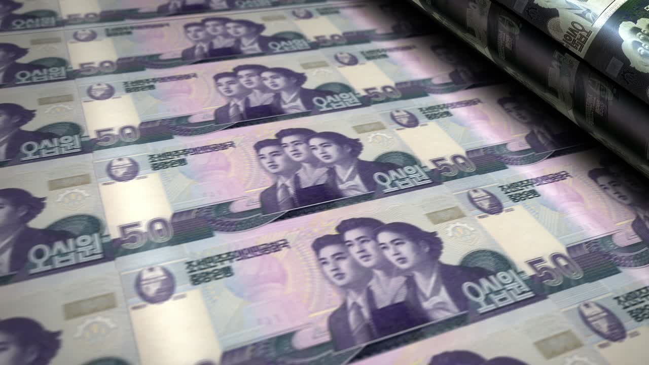 corea del norte ganó billetes de dinero imprimiendo un bucle sin costuras