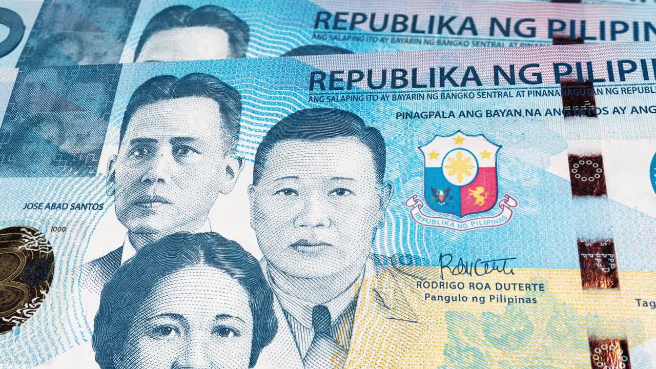 Phillipine peso, close up footage