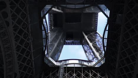 eiffel tower during the development of renovations in paris, france