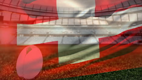 Animación-De-La-Bandera-Ondeante-De-Suiza-Sobre-El-Estadio-Con-Pelota-De-Rugby.