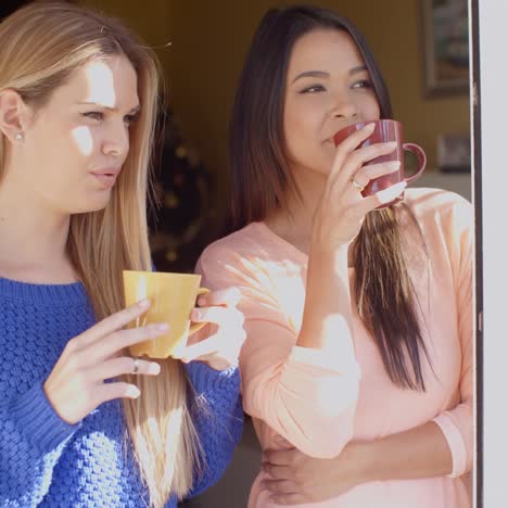 Two-young-woman-enjoying-refreshments