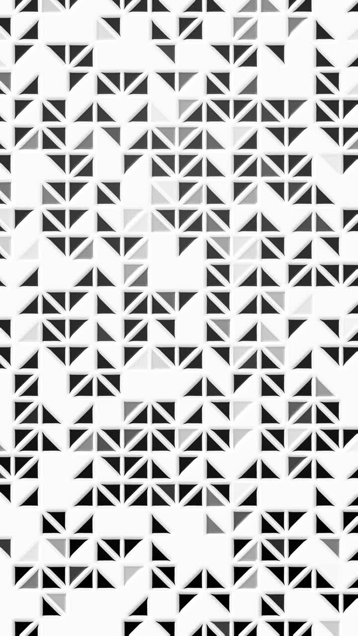 Halftone background. Filled with black triangles. Random flashing of figures. Loop animation. Vertical video.
