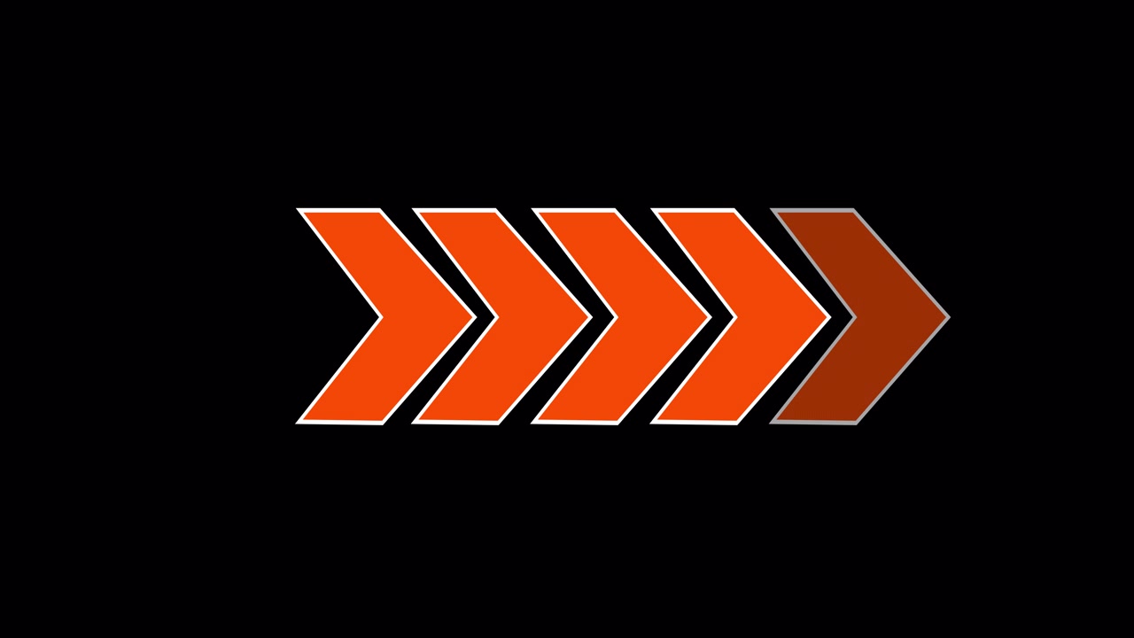 Animated Orange Chevron Arrows Moving Right on Black Background