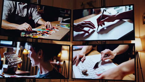 multi-screen creative workspace