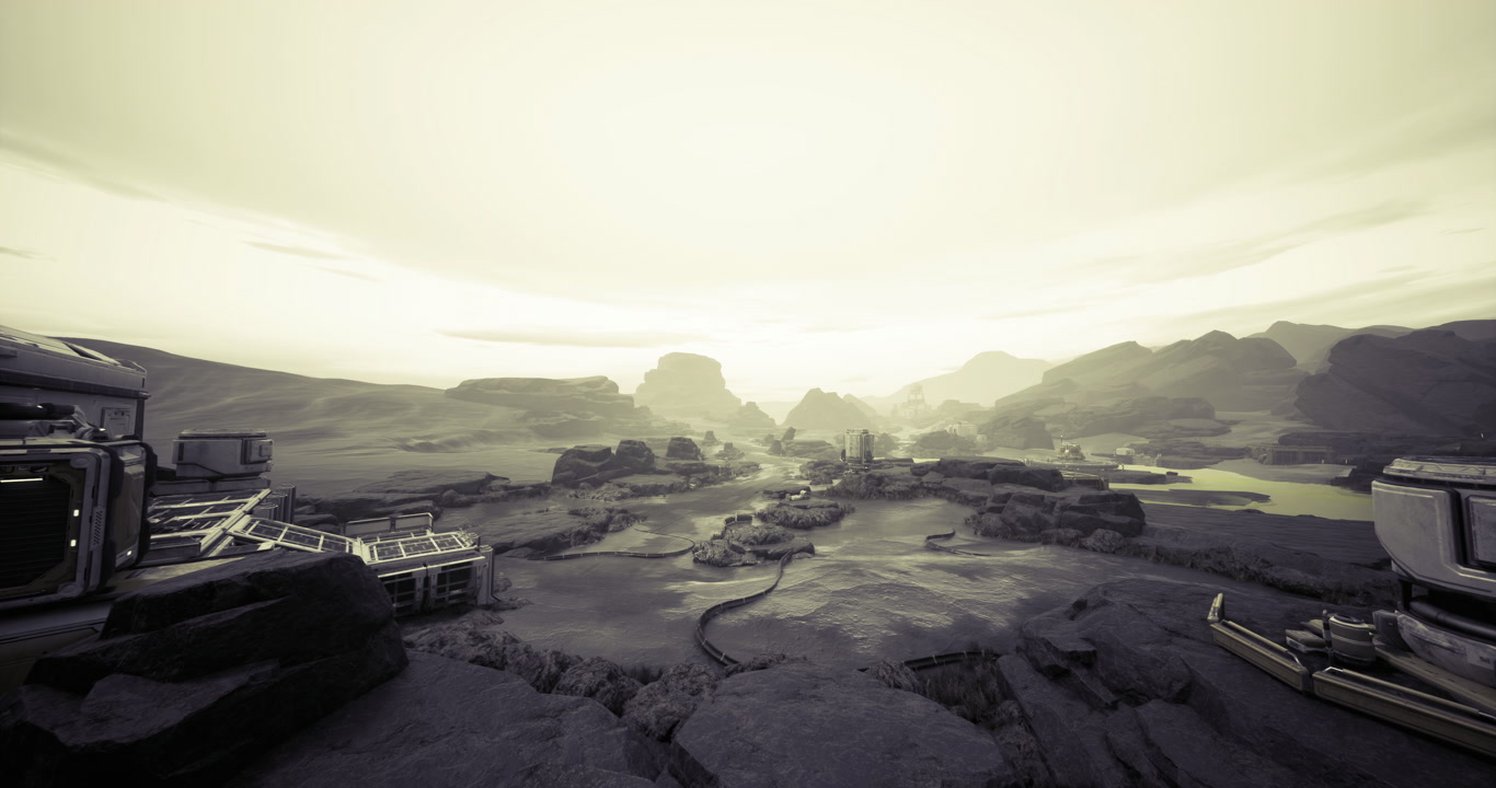 Early morning sunlight emphasizes uneven landscape and faraway rolling hills