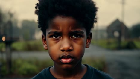 young black boy looking at camera